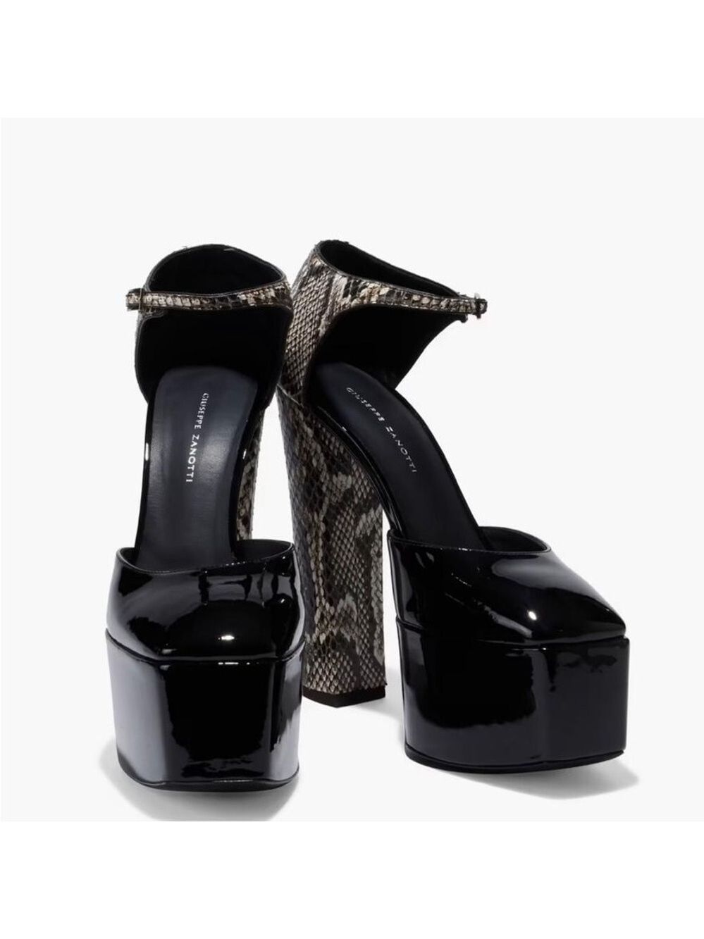 NIB Giuseppe Zanotti Bebe Snake Patent Leather Platform Pumps